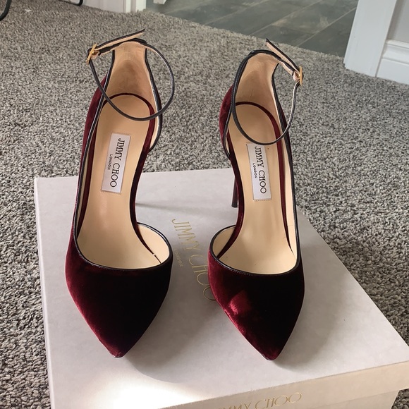 Jimmy Choo Shoes Jimmy Choo Burgundy Velvet Pump Poshmark